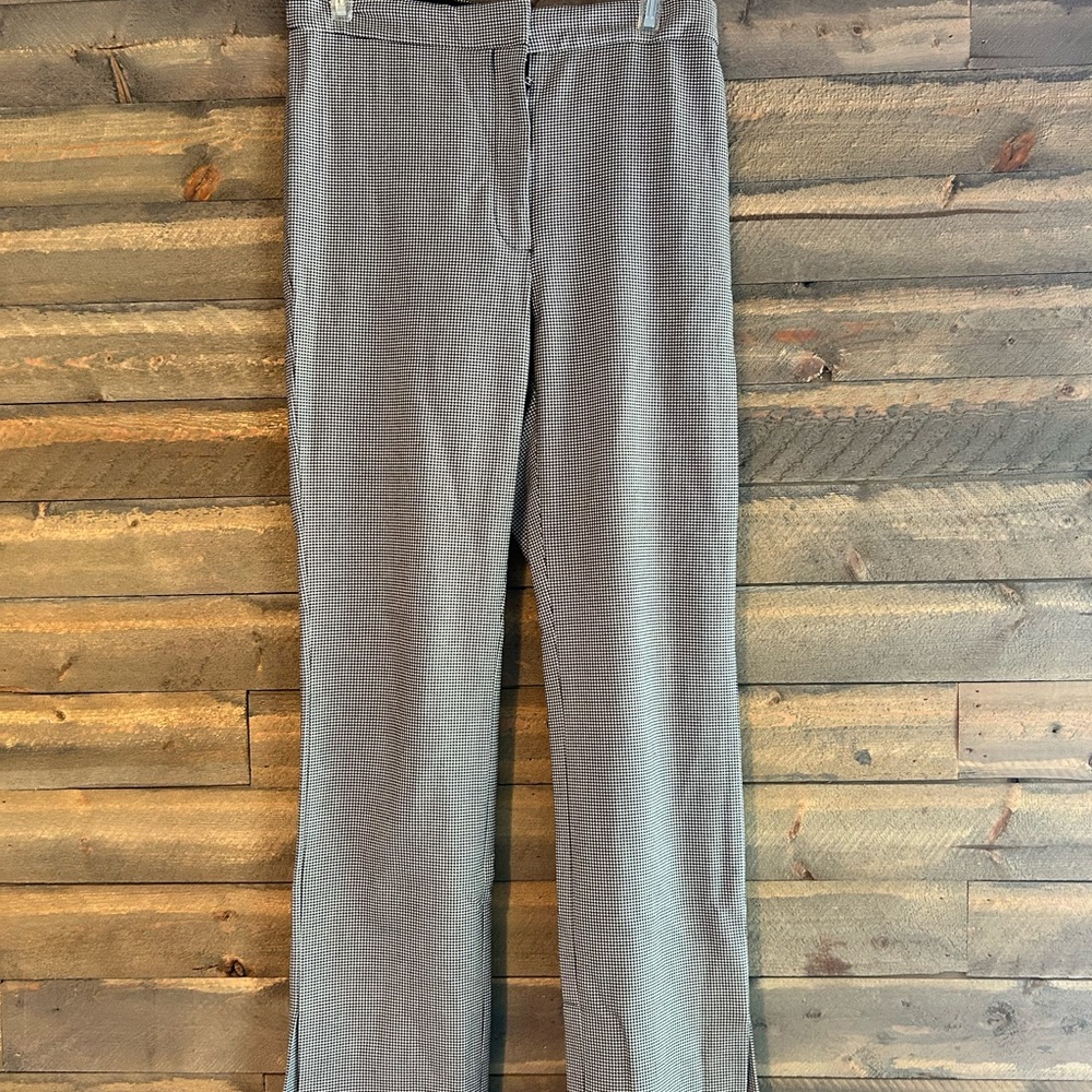 Babaton Black and White Houndstooth Split Hem Pants